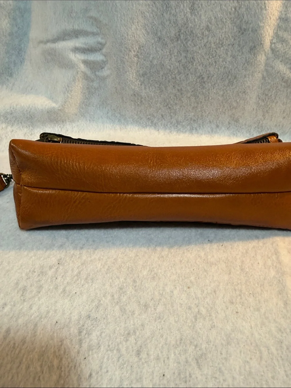 Patricia Nash Tooled Floral Leather Wristlet in Cognac Brown